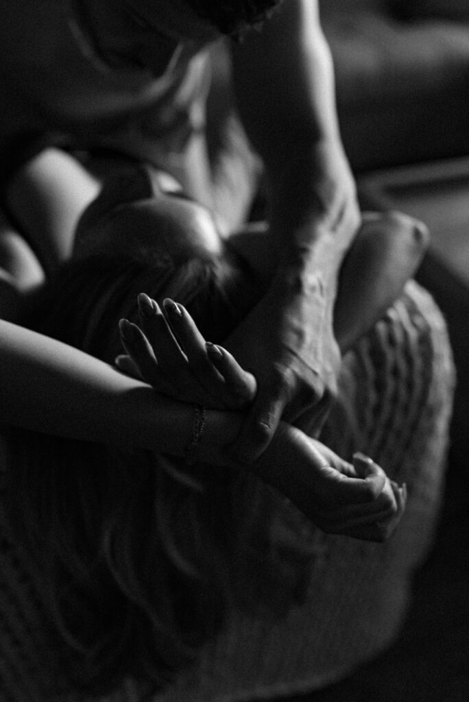 Intimate couples boudoir photograph capturing connection, taken on location in Johannesburg by Boudoir Secrets